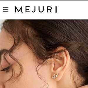 Mejuri Mini Pearl Topaz Climber Studs
